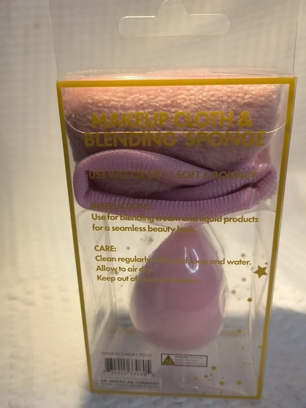 Makeup Sponge with Matching Cloth - Soft Blending Applicator Wet/Dry Light Pink